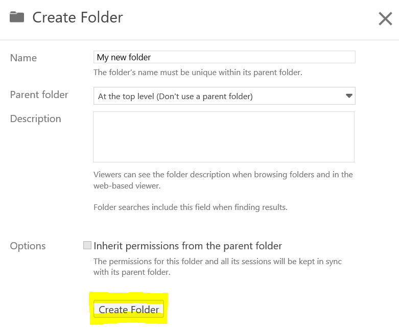 create folder panel