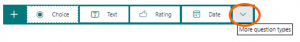 List of question type options with More question types highlighted