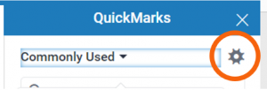 Manage QuickMarks button highlighted on QuickMarks frame