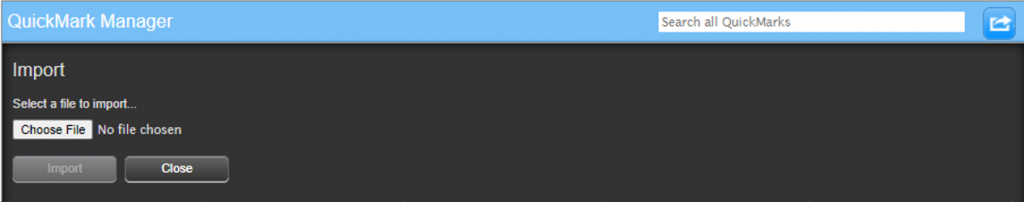 Import file in QuickMarks Manager