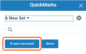 New comment button highlighted in QuickMarks