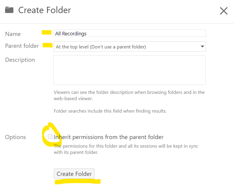 create folder panel